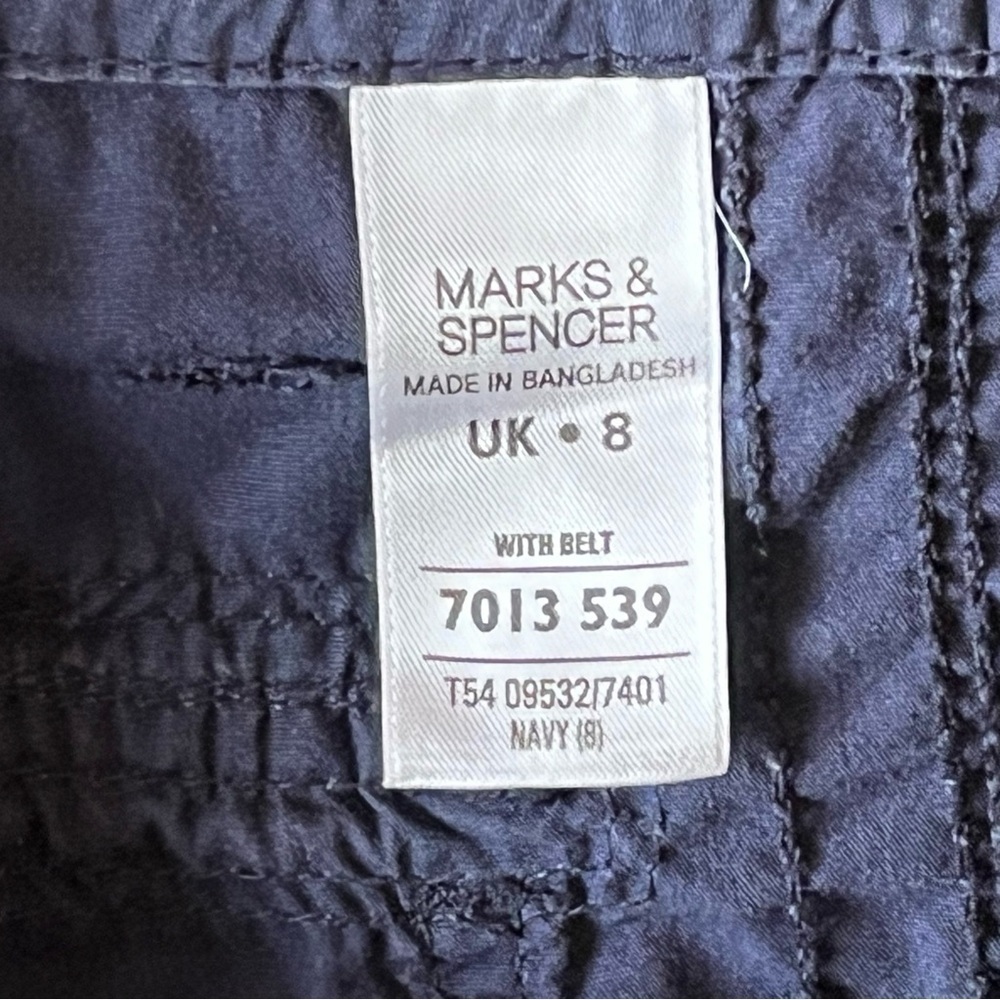 Marks & Spencer Women's Cotton Twill Navy Shorts Size 4 - Picture 7 of 10